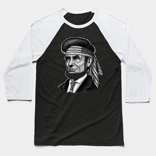 Abraham Lincoln portrait American flag Baseball T-Shirt by Artardishop